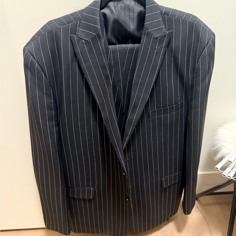 Men's Classic Black Pinstripe Suit